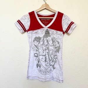 HARRY POTTER GRYFFINDOR HOGWARTS TEESHIRT TOUR Tshirt top burnout Vneck varsity
